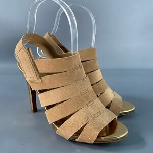 PEDRO GARCIA Size 6 Gold Tan Suede Strappy Sandals